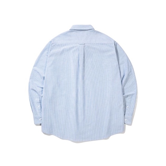 OWL BRAND ® LOGO OXFORD SHIRT - Áo sơ mi hình thêu đơn giản / Sọc xanh