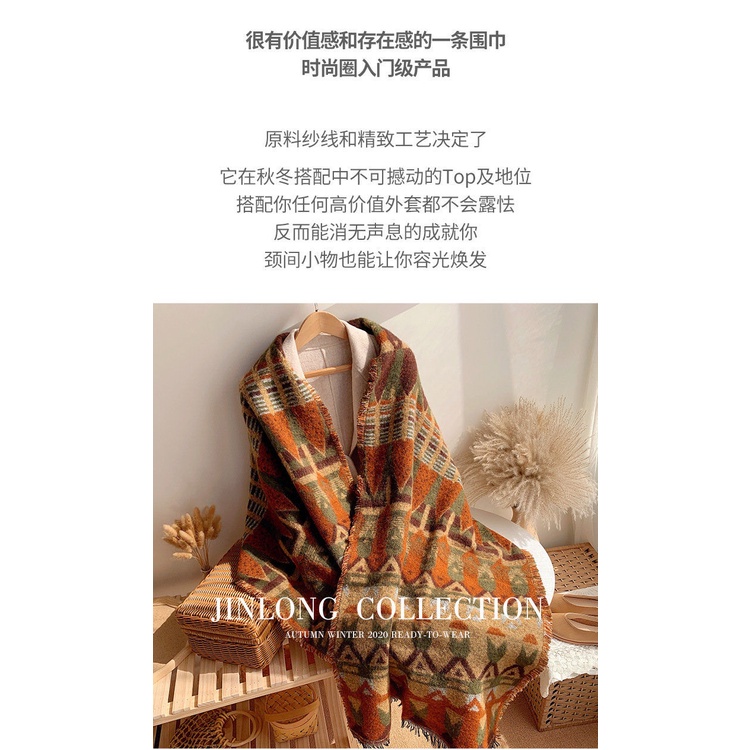 Khăn choàng dài hai mặt bằng len dày dặn phối tua rua thời trang cho nữ
 | BigBuy360 - bigbuy360.vn