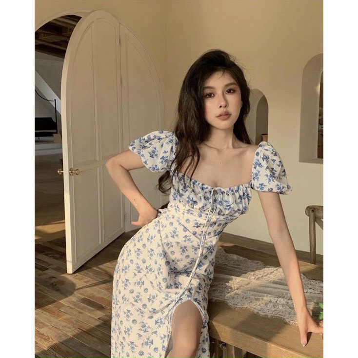 Đầm xòe nữ, đầm hoa nhí vintage, kiểu dáng nữ tính, thời trang, hàng may đẹp, kỹ, phom dưới 54kg- tùy chiều cao | BigBuy360 - bigbuy360.vn