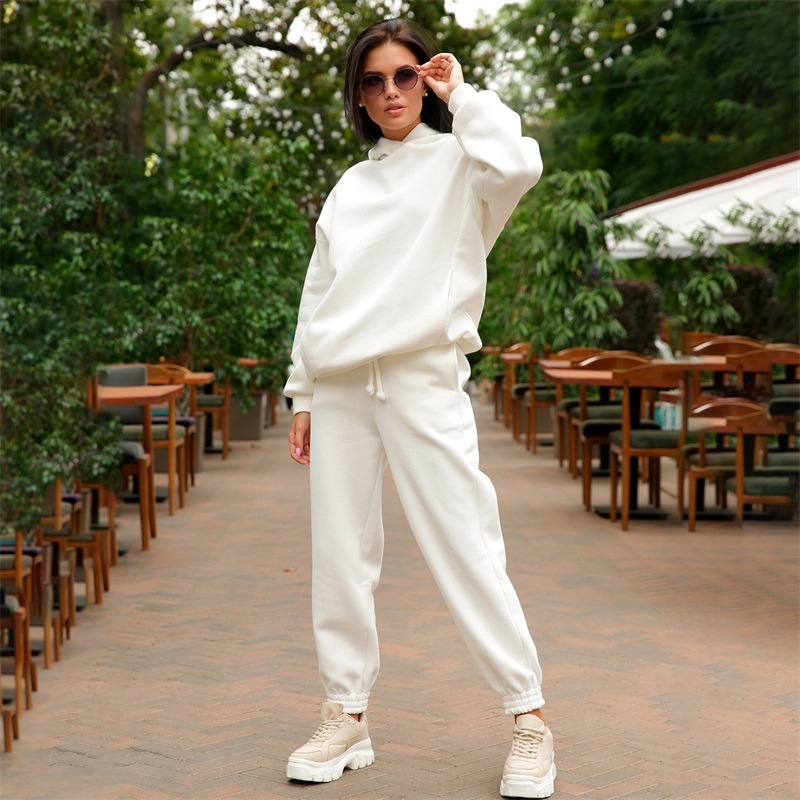 Set Đồ Thể Thao Hai Món Gồm Áo Hoodie Dáng Rộng Và Quần Dài Thời Trang Thu Đông Cho Nữ