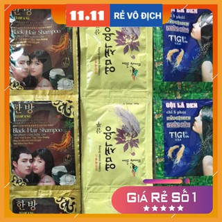 Dầu gội đen tóc ⚜️FREESHIP⚜️ 10 gói dầu gội làm đen tóc, gội là đen
