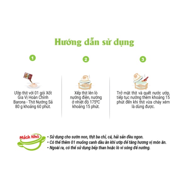 Hộp 20 Gói x 80g Xốt Gia Vị Hoàn Chỉnh Barona Thịt Nướng Sả