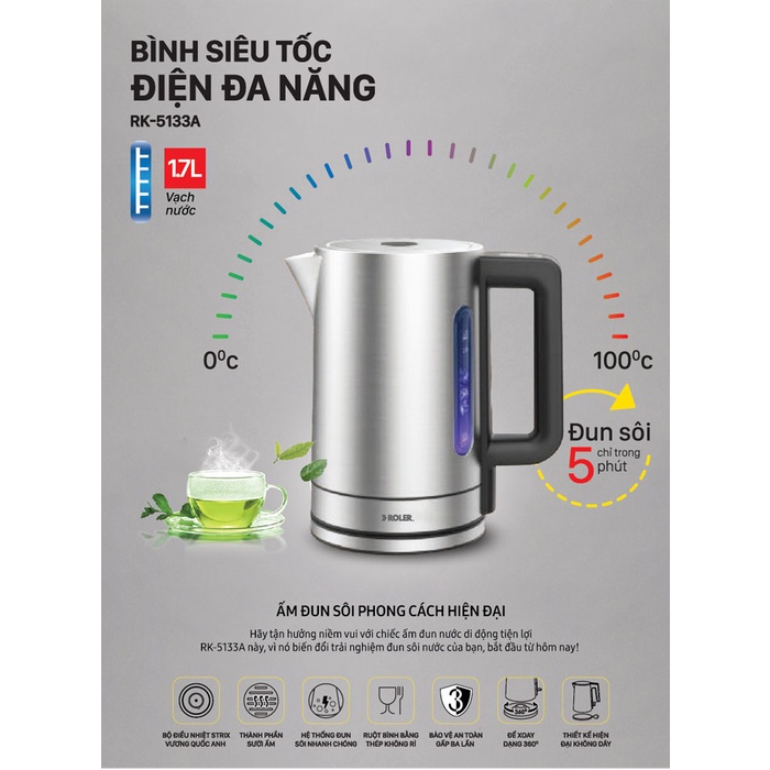Ấm siêu tốc điện tử đa năng Roler RK-5133A