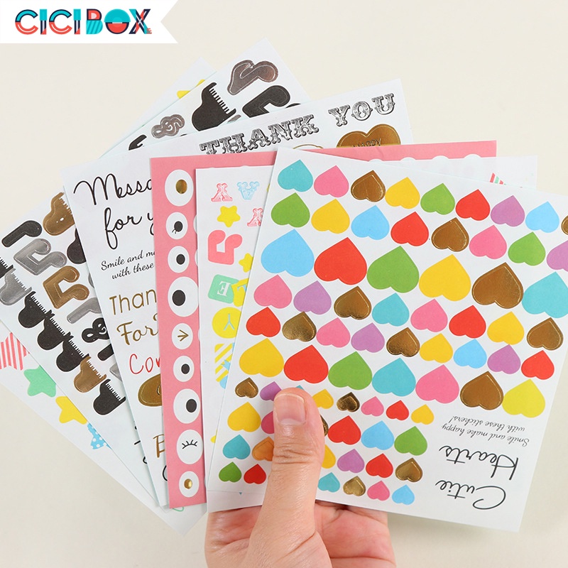 Dán nhãn màu sắc sinh động nhiều hình dáng, Sticker nhãn dán các loại đồ vật cute CICIBOX