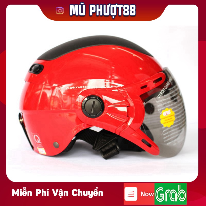 Mũ GRS A102K trắng nắp đỏ - Mũ nửa đầu chính hãng Đài Loan &amp; VN sản xuất clip thật