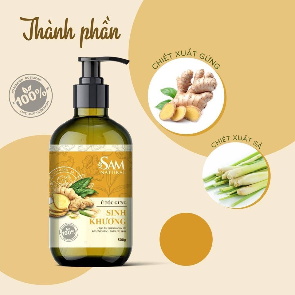 [Chính hãng] Kem Ủ Tóc Sinh Khương Sam Natural Phục Hồi Tóc Hư Tổn 500ML