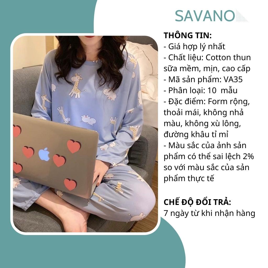 Đồ bộ nữ đồ mặc nhà đồ ngủ dễ thương thu đông quần dài bigsize SAVANO mã VA35 | BigBuy360 - bigbuy360.vn