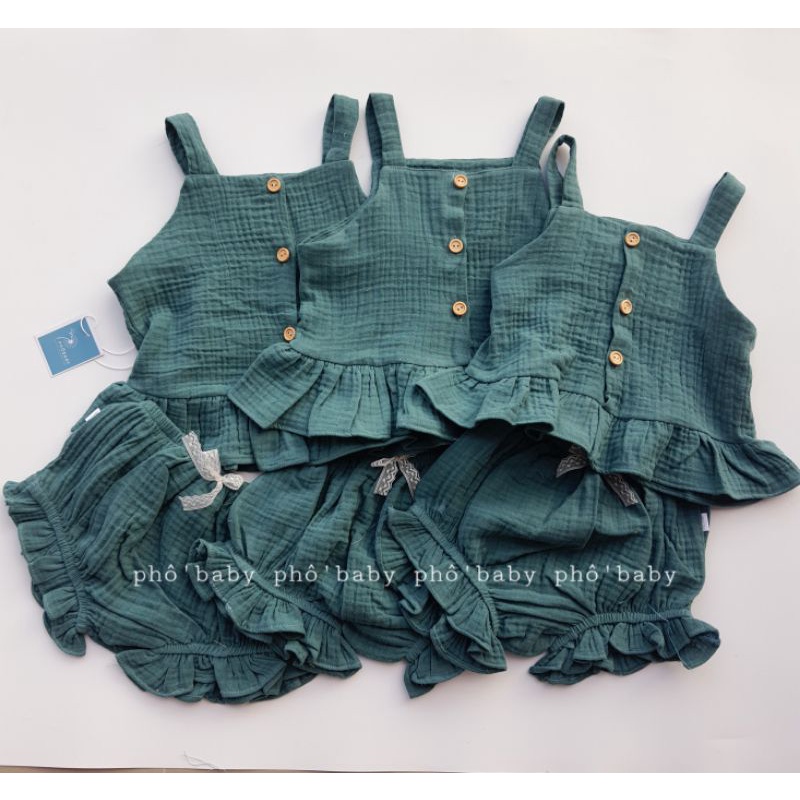 bộ 2 dây perlum bé gái nhiều màu chất liệu xô muslin mềm mát