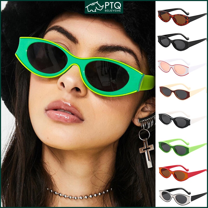 Kính Mát Gọng Oval Họa Tiết Chấm Bi Phong Cách Retro Thời Trang