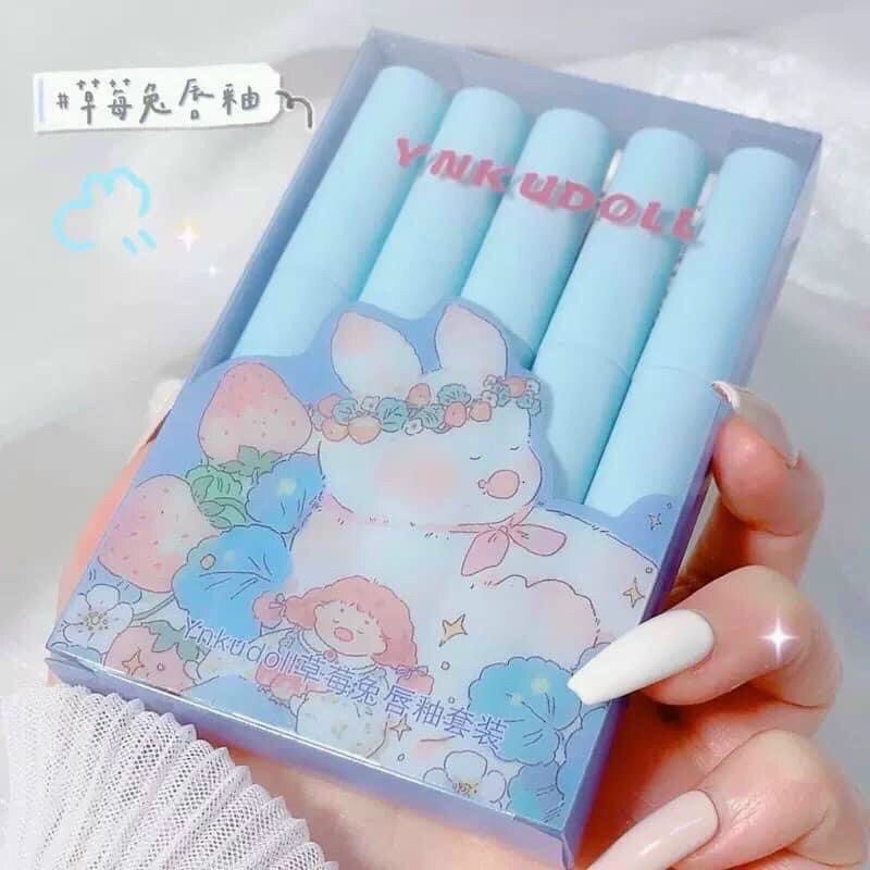 Set 5 son kem thỏ Xanh Ynk Udoll son nội địa trung