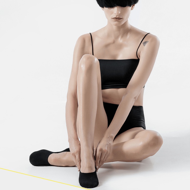 Đôi Vớ Thuyền Màu Trơn Miệng Nông Vô Hình Miệng Nông Bằng Lụa silicone Chống Chảy Xệ Cho Nữ