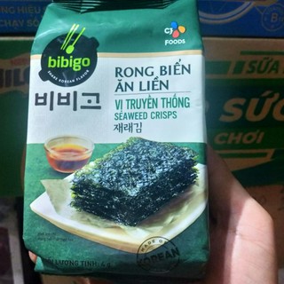 COMBO 4 LỐC ( Lốc*3gói)-2 LỐC Rong biển ăn liền Bibigo vị truyền thống & 2 LỐC BBQ