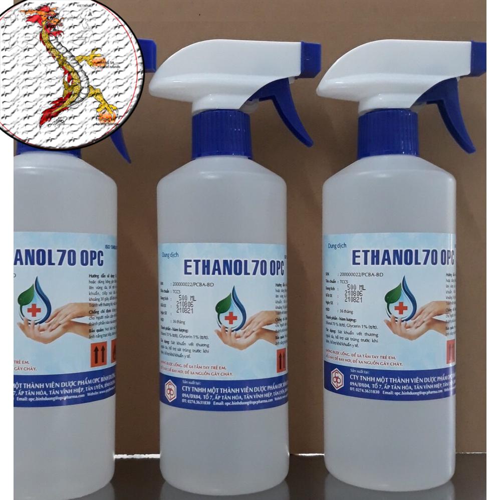 [Ảnh thật]  Chai CỒN rủa tay ETHANOL 70 ĐỘ chai 500ML, Nước rửa tay khô diệt khuẩn ( SP CTY DƯỢC-  OPC) CHAI 500ml