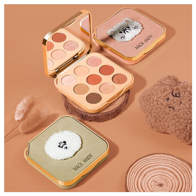 Bảng 9 màu mắt tông nude thú bông Mack Andy MK326