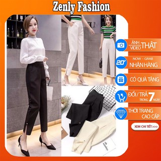 Quần baggy nữ cạp cao xẻ gấu siêu xinh [HÀNG THIẾT KẾ] chất vải tuyết mưa dày dặn - mới lạ phong cách