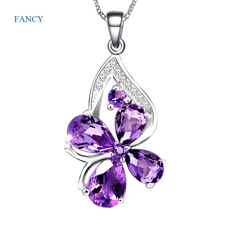 SWAROVSKI Vòng cổ Hình Cỏ Ba Lá Đính Đá Mạ Bạc 925 Thời Trang
