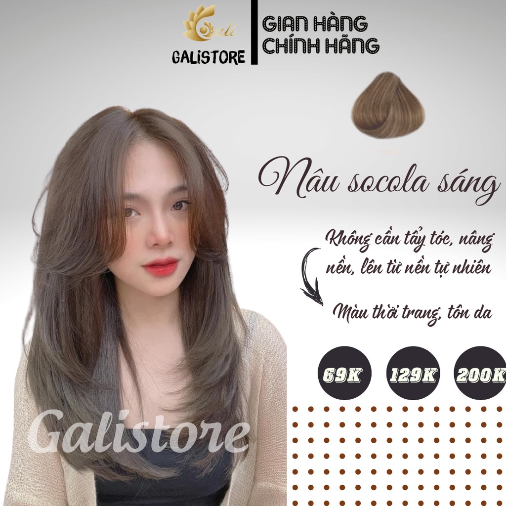thuốc nhuộm tóc socola sáng + tặng kèm oxy trợ dưỡng