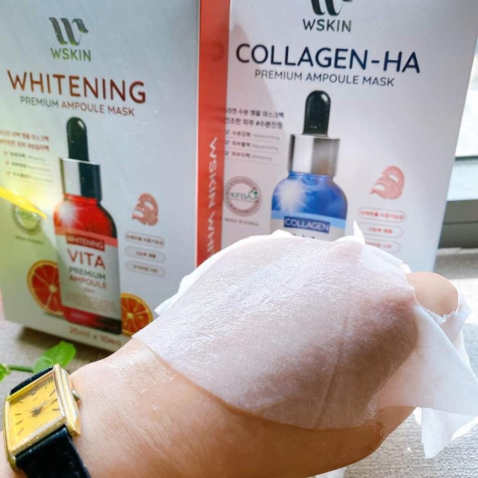Mặt Nạ Dưỡng Trắng, Ngừa Nám & Nâng Cơ Dành Cho Da Lão Hoá Wskin Collagen - HA  Hàn Quốc