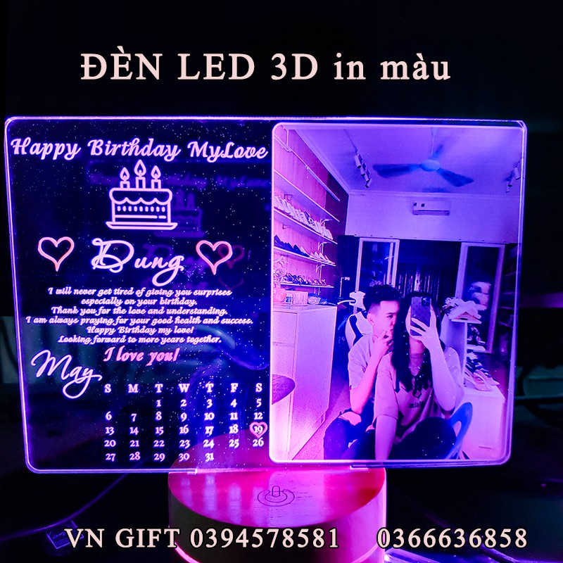 [New Hot] Đèn led 3D in màu , quà tặng sinh nhật, quà cưới, kỷ niệm yêu nhau