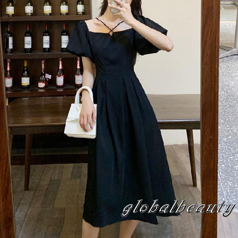 Đầm Midi Tay Ngắn Trễ Vai Thời Trang Mùa Hè Cho Nữ