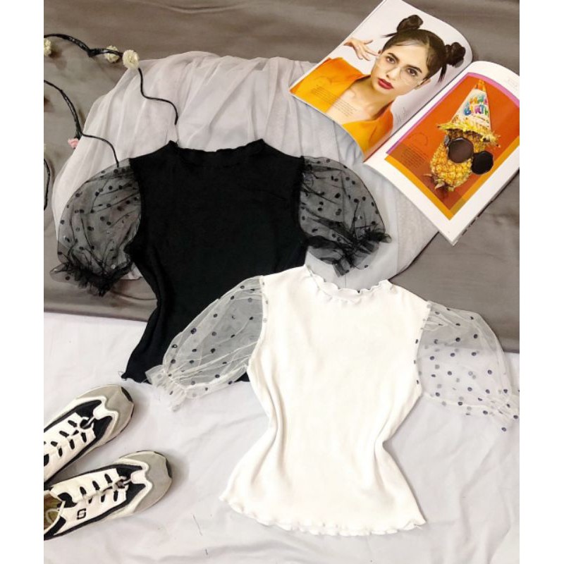 áo croptop phối tay ren | BigBuy360 - bigbuy360.vn