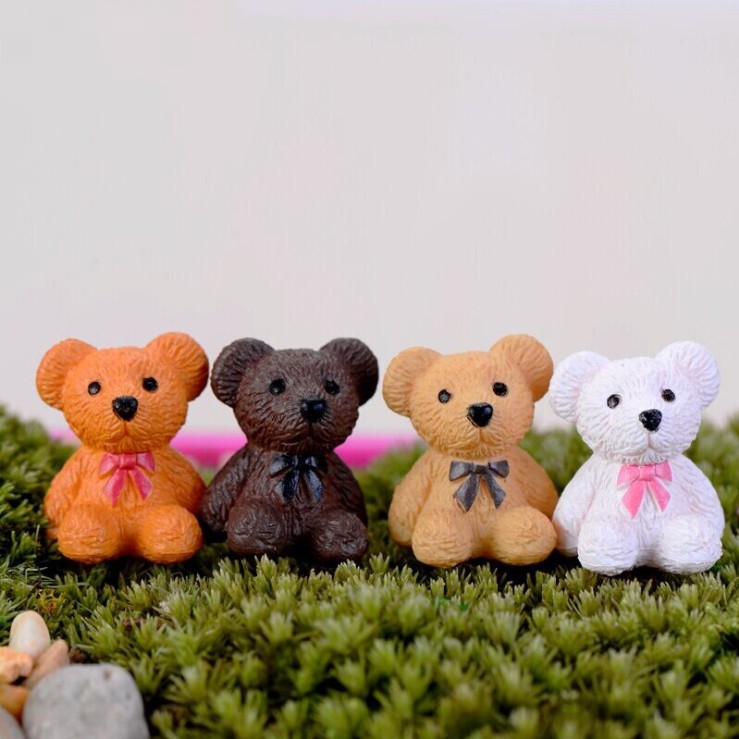 Mô hình gấu Teddy nhỏ xinh cỡ 1.5 x 2cm cho các bạn trang trí terrarium, tiểu cảnh, DIY