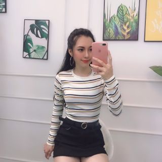 Áo thun sọc cổ tim dưới 52 kg ( sale )