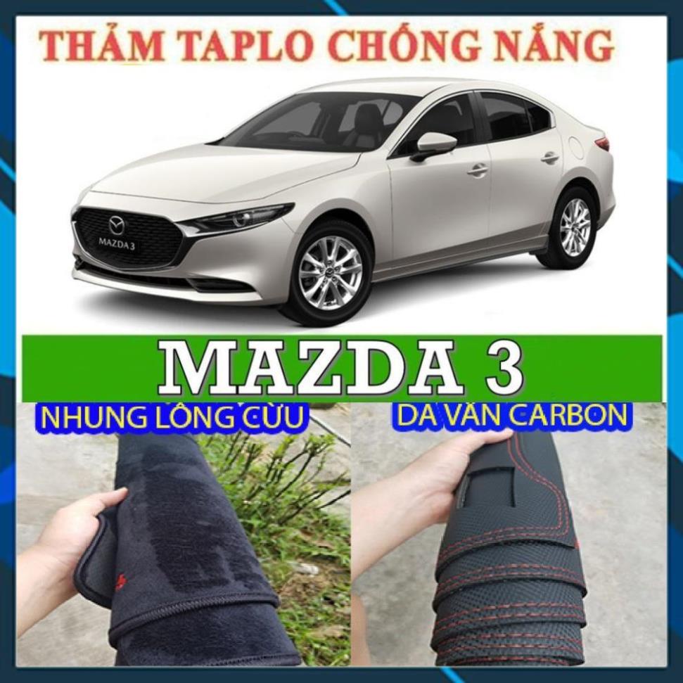 THẢM TAPLO MAZDA3 THẢM LÓT TAPLO XE HƠI CAO CẤP 3 LỚP CÓ CHỐNG TRƯỢT DA VÂN CARBON NHUNG LÔNG CỪU BẢO HÀNH 24 THÁNG