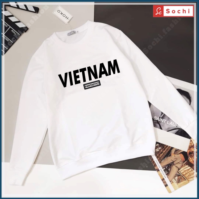 Áo nỉ nam chất đẹp, áo nam sweater thời trang mềm mịn in VN Fantastic mã SW901