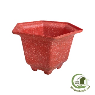 Giảm giá Chậu nhựa giả đá hình lục giá màu đỏ - Chậu nhựa trồng ...