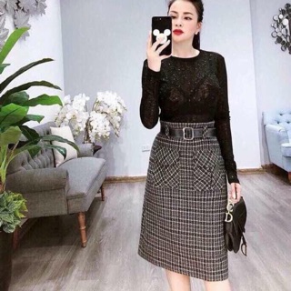 Chân váy dạ dáng midi