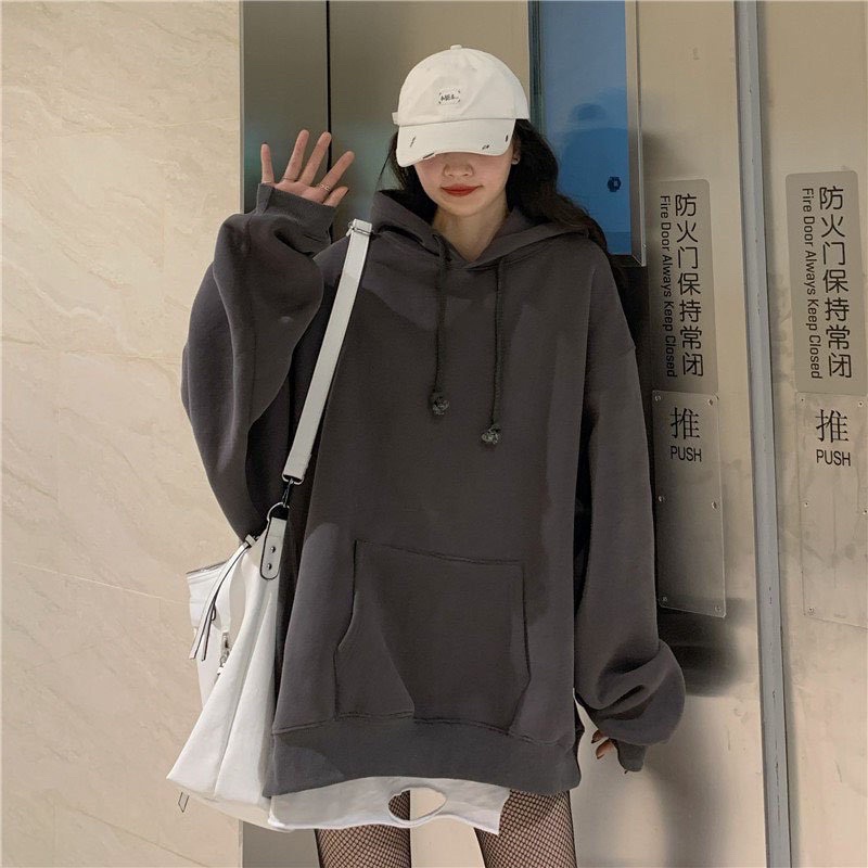 Áo Hoodie Nỉ bông TRƠN màu KEM/XÁM CHÌ UNISEX/Nam nữ unisex/ HOODIE TRƠN 🖤 Jaystoree 🖤 | BigBuy360 - bigbuy360.vn