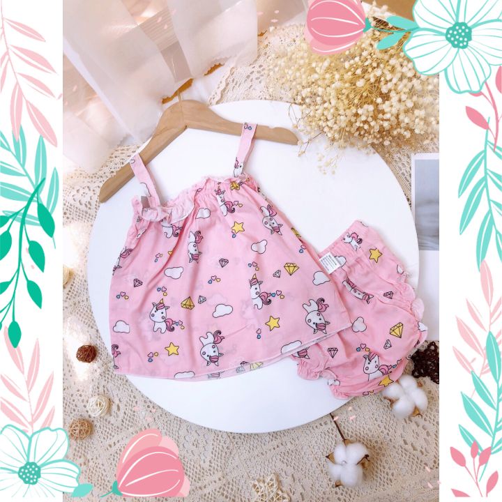 Bộ Lanh Hai Dây Siêu Mát, Siêu Mịn Cho Bé Gái