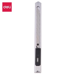 Dao rọc giấy mini Deli dùng trong văn phòng phẩm - loại dao 8 lưỡi, dễ dàng sử dụng màu Bạc - 1 cái E2034 - HOKAMI STORE