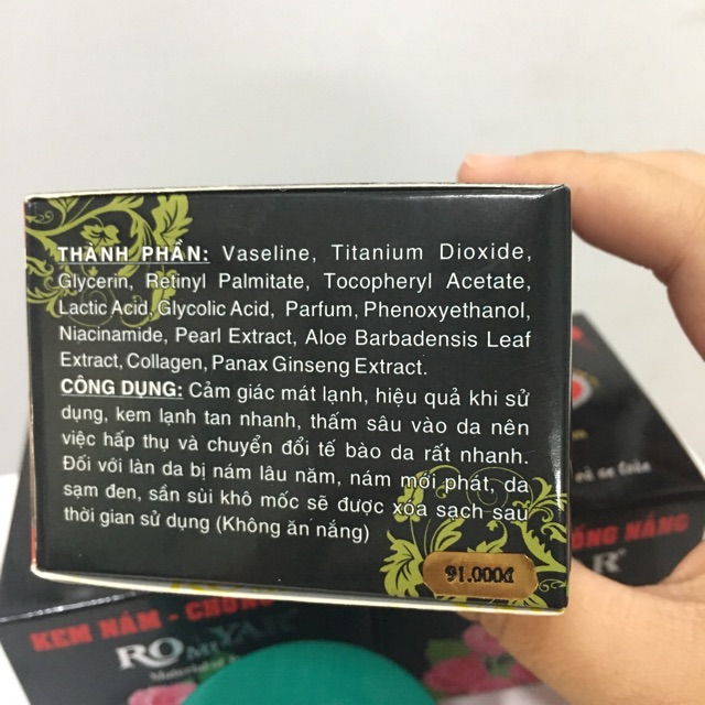 Sỉ 12h kem nám romiyar giá bao bì 91k