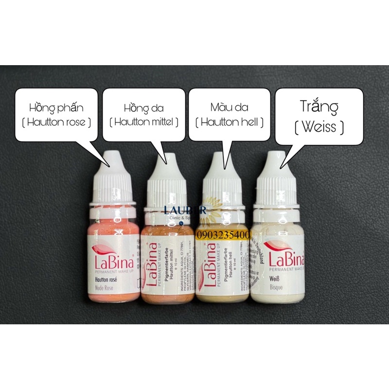Mực phun xăm Labina_Combo các màu khử thâm, xử lí mới