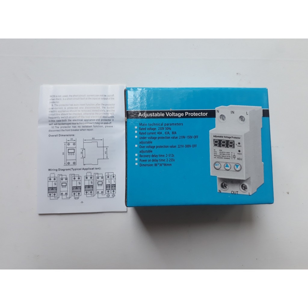 Bảo vệ mất dây trung tính, quá áp , thấp áp 2p 63A có Màn hình LCD hiển thị điện áp