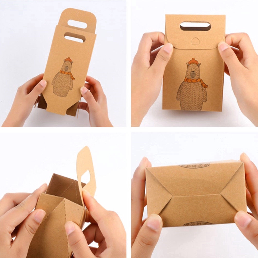 Hộp Giấy Kraft Đựng Kẹo / Bánh Quy Hình Ông Già Noel Dễ Thương DIY