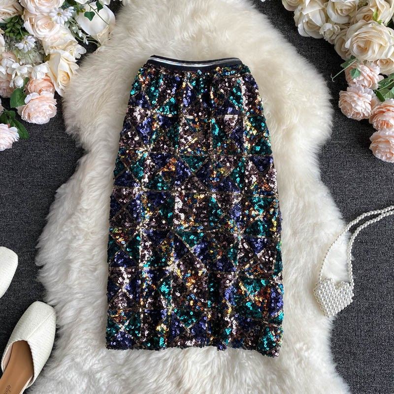 [Hàng order] Váy đính sequin lấp lánh váy chân váy cạp cao sang chảnh V89 - Có ảnh thật | BigBuy360 - bigbuy360.vn