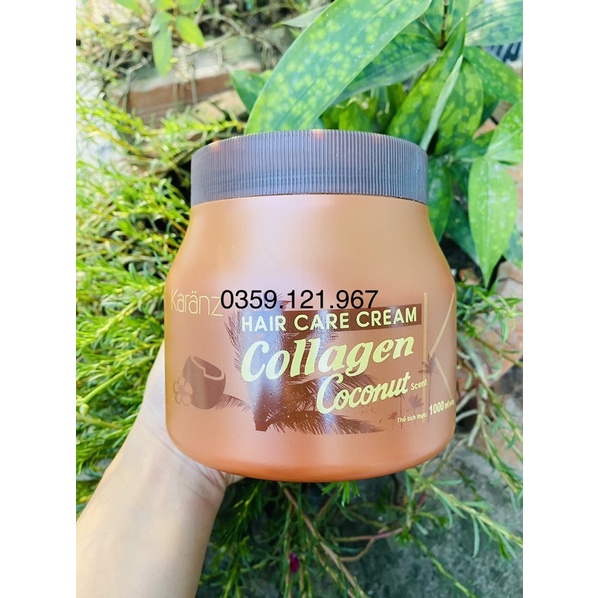 Hấp dầu dừa Kazan 1000ml/ Hấp dầu kem ủ tóc Collagen Karanz Coconut 1000ml. DỪA LÙN KAZAN
