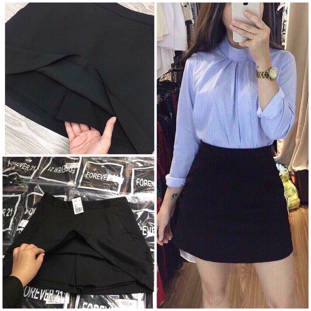 Chân váy chữ A màu đen năng động thoải mái cho nữ hàng VNXK