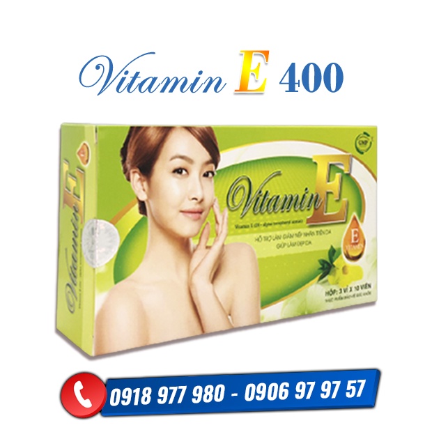 Viên uống trắng da VITAMIN E400 UI hàm lượng E rất cao, Giúp chống oxy hóa, hỗ trợ làm giảm nếp nhăn da, lão hóa da