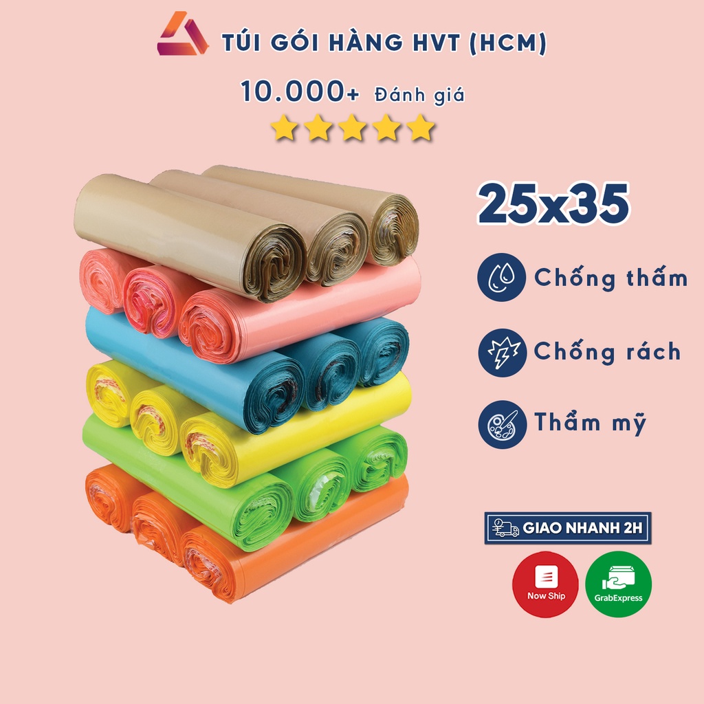 Túi gói hàng NHUAHVT size 25x35cm đóng hàng niêm phong chuyển phát nhanh cuộn 100 cái