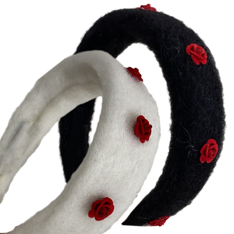 Flgo Băng Đô Cài Tóc Bằng Vải Lông Bền Màu Với Hoa Hồng Đỏ Trang Điểm Cho Nữ