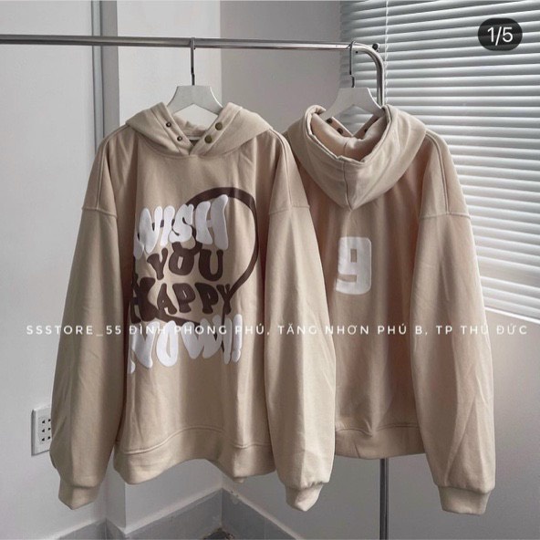 Áo Khoác Hoodie WISH NOW 9 Vải Nỉ PE Cách Nhiệt Cao Cấp Phối Nón Rộng Có Cúc Bấm Phong Cách Ulzzang Hot Trend Mới