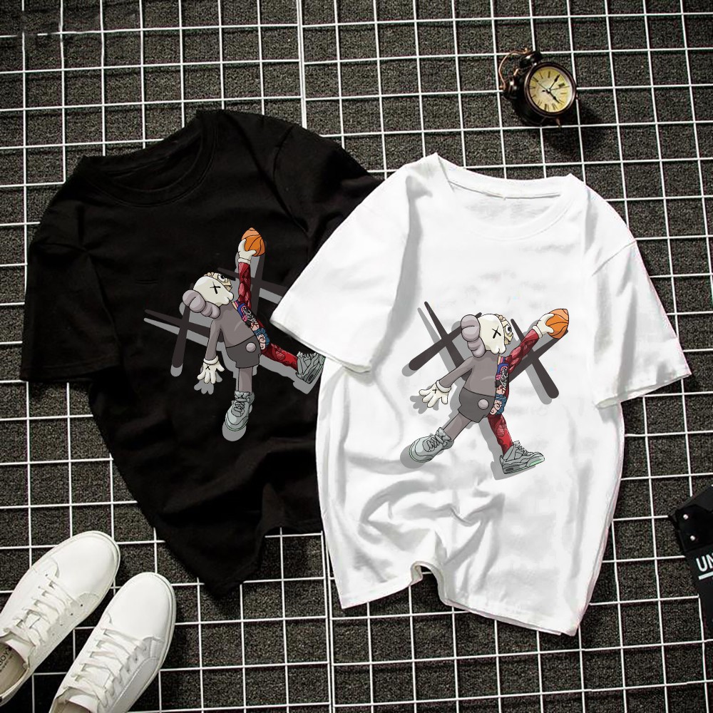 Áo phông nam nữ unisex form rông chất cotton KAWS họa tiết đẹp vải dày mịn