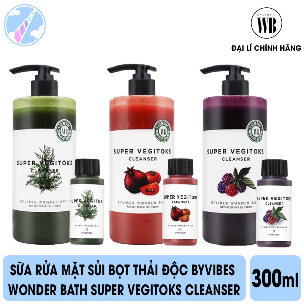 Sữa Rửa Mặt Sủi Bọt Khí, Thải Độc Tố Byvibes Wonder Bath Super Vegitoks Cleanser 300ml