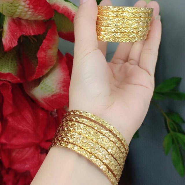 Vòng ximen cao cấp dát vàng 18k khoá khớp bấm bộ 7 chiếc