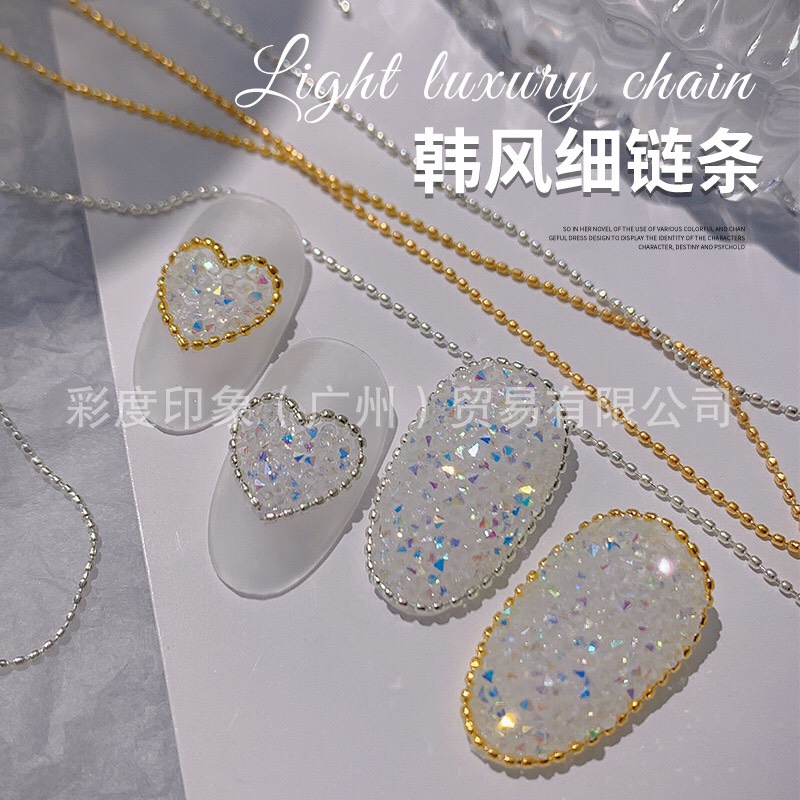 Dây xích bi kim loại gắn móng nail