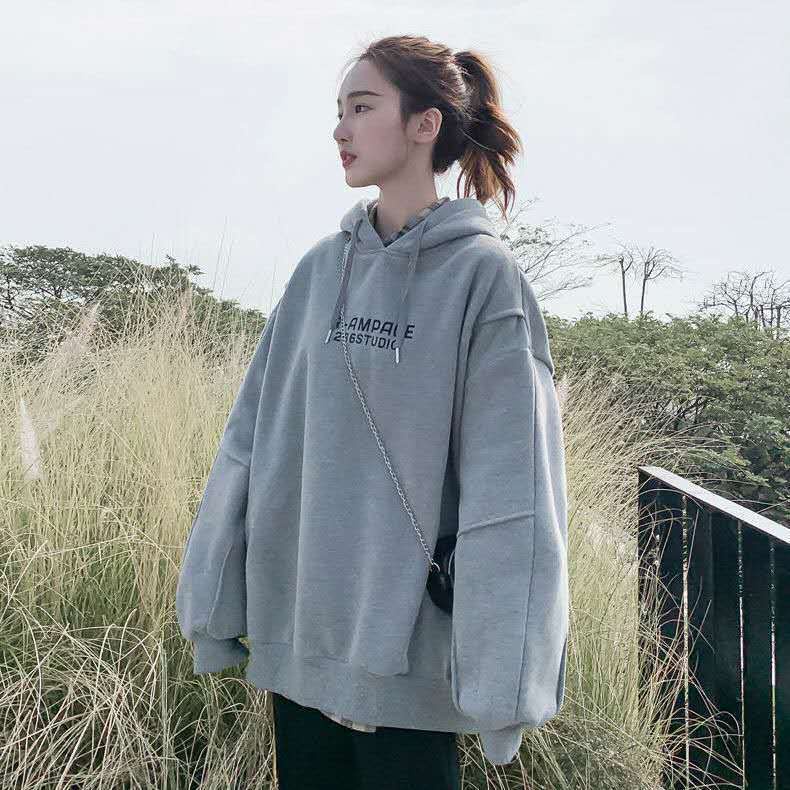 Mới Áo Hoodie Tay Dài Dáng Rộng Thời Trang Cho Nữ